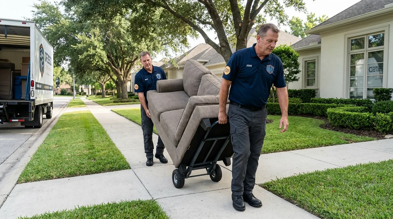Local residential moving crew loading furniture in Neillsville, WI