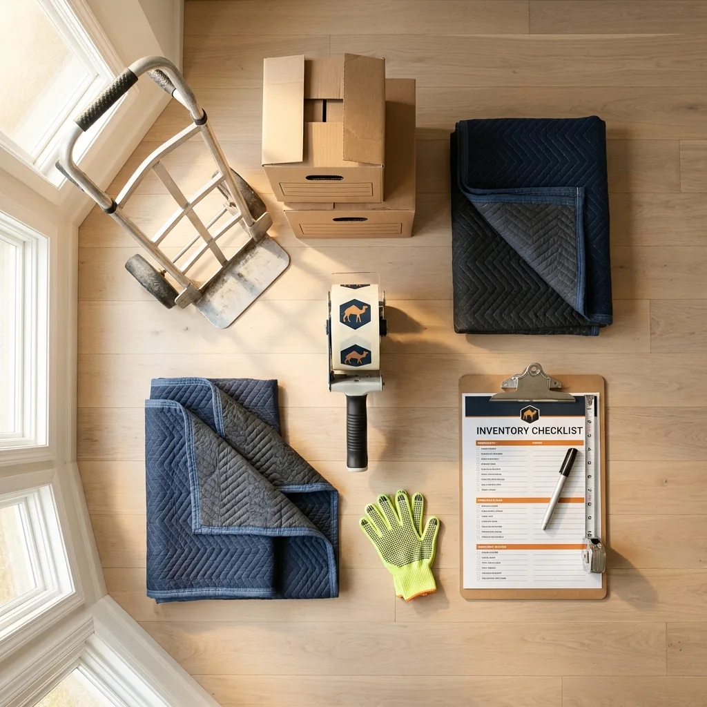 Professional moving supplies and packing materials layout for Neillsville residential relocations